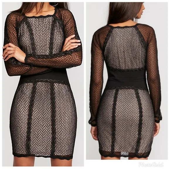 free people mesh lace dress Floral Lace Fit and Flare Dress